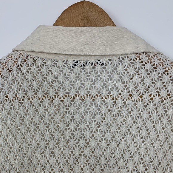 Tiffany & Tomato Knitted Crochet Denim Patch Blouse Shirt - Picture 7 of 10